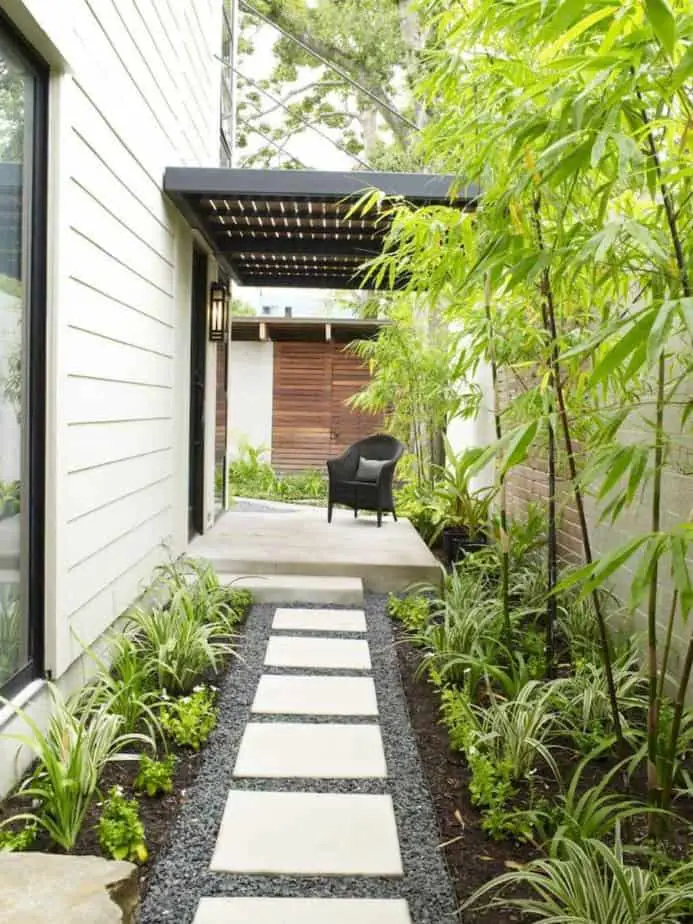 side of house landscaping idea simple with bamboo